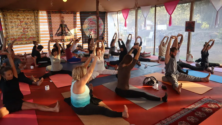 Yoga asana class — 200 Hour Yoga Teacher Training Goa Mira Yoga Retreat