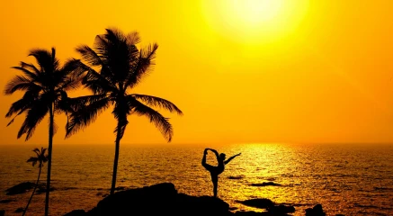 Beach yoga session Ganga river 200 hour TTC