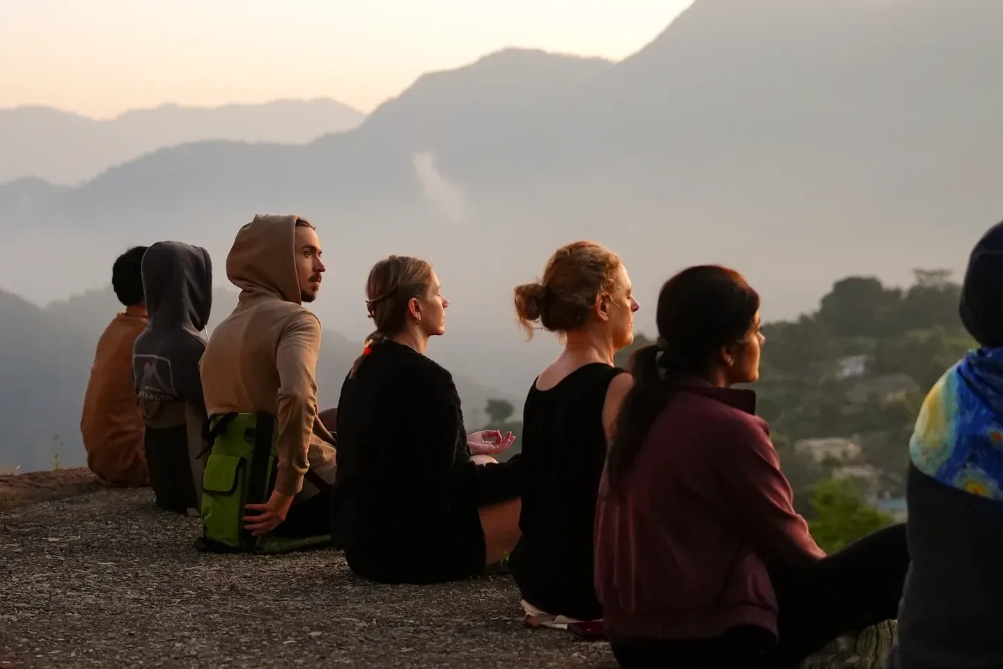 Participants taking in the Himalayan sunrise